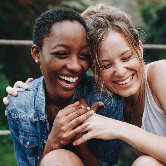 two laughing friends